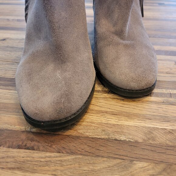 Arturo Chiang Suede Boots Reiden Fringe Tan Ankle Leather Taupe - Picture 4 of 12